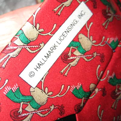Holiday Traditions Christmas Reindeer Guitar Playing Design Necktie Top Quality Red image 7