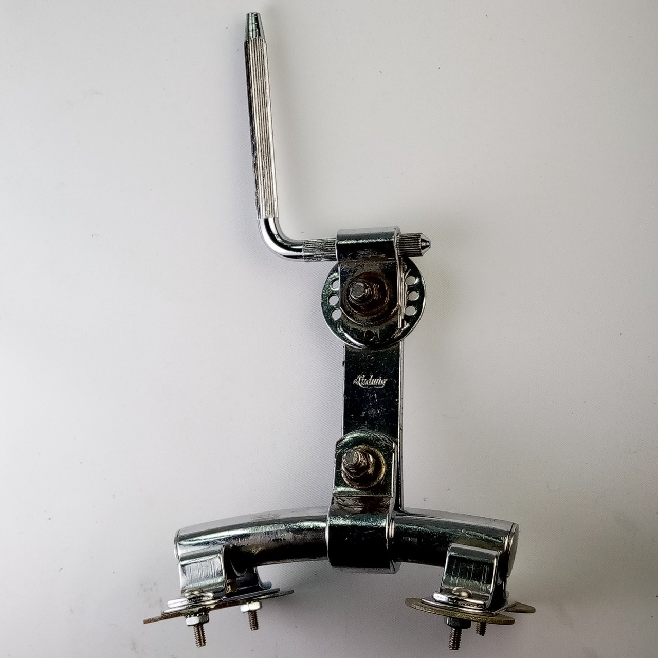 Ludwig Bass Drum Rail Tom Mount Vintage 60s 4hole L-Arm Super Classic Chrome USA — main photograph