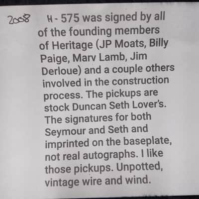 2008 Heritage H-575 Custom Signed label by founding members of Heritage! (A-7) image 9
