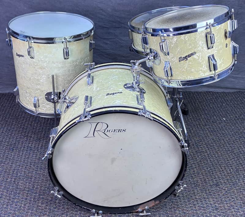 Vintage Rogers Drum Kit 12/16/20/14 Snare - White Marine Pearl image 1