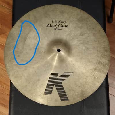 Zildjian 16" K Custom Dark Crash Cymbal 1995 - Present - with defect image 2