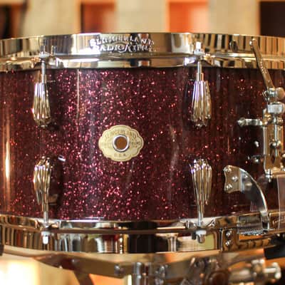 Slingerland 7x14 Radio King Solid Maple Maroon Glass Snare Drum image 1