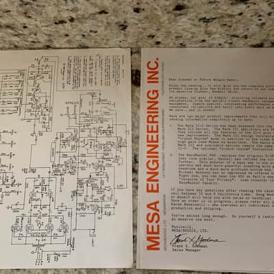 Mesa Boogie Mk II-B Schematic and Letter to Dealer 80’s image 1