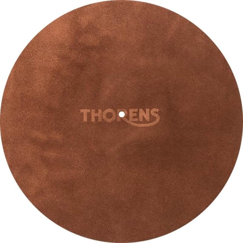 Thorens Wildledermatte eingravierter Thorens Schriftzug braun image 1