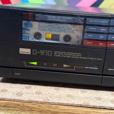 SANSUI D-W10 Twin Auto Reverse Cassette Deck Made in Japan Headphone Jack Black image 8