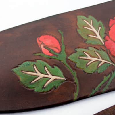 burnyblack custom guitar bass strap leather - rose brown image 11