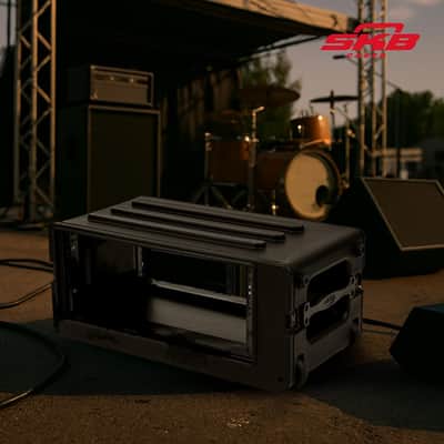 SKB 4U rSeries Shallow Rolling Rack with Integrated Back Wheels and 1-Touch Pull Handle, Comes with 8 Rack Units and Interlocking Molded Stacking Bars image 5