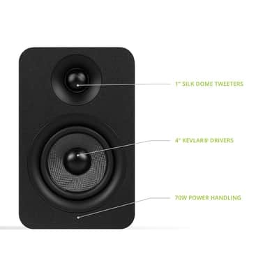 Kanto Passive 4" Speakers with 1" Silk Dome Tweeter and 4" Kevlar Woofer - Black, Pair image 7