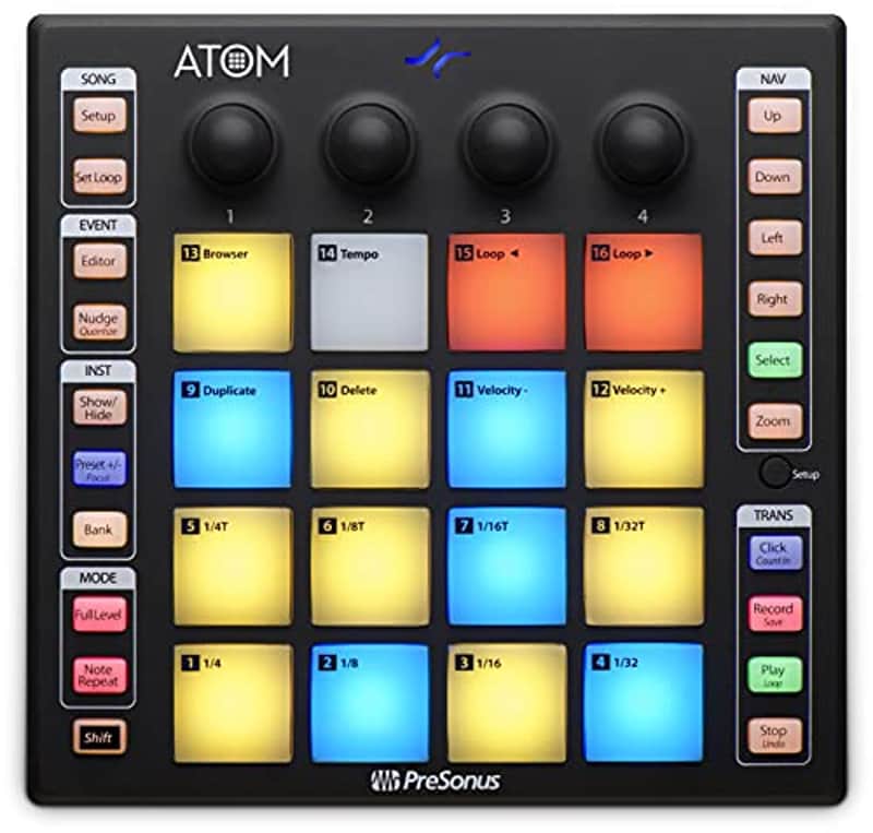 PreSonus ATOM Production & Performance Midi Pad Controller with Studio One Artist and Ableton Live Lite Recording Software image 1