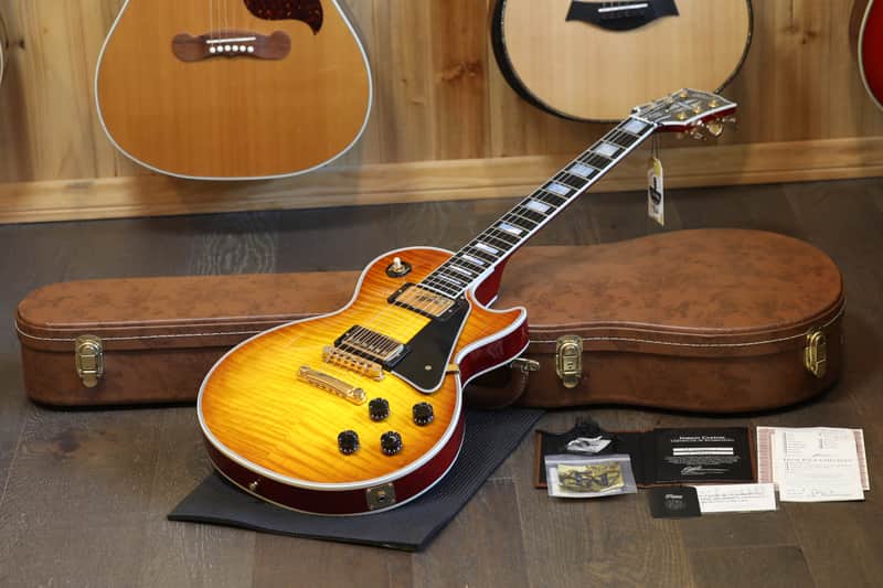 2015 Gibson Custom Shop Les Paul Custom Figured Electric Guitar Iced Tea Burst + COA OHSC image 1