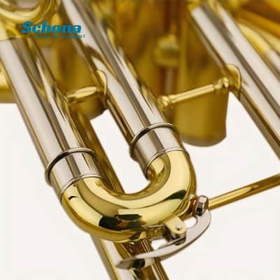 SCHONA SHM-11 Three-button Lacquer Gold Finish White Copper Tuning Slide Sousaphone in Bb Suitable image 6