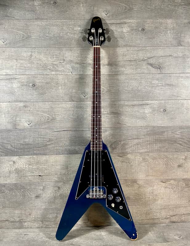 Gibson Flying V Bass 1981 Transparent Blue image 1