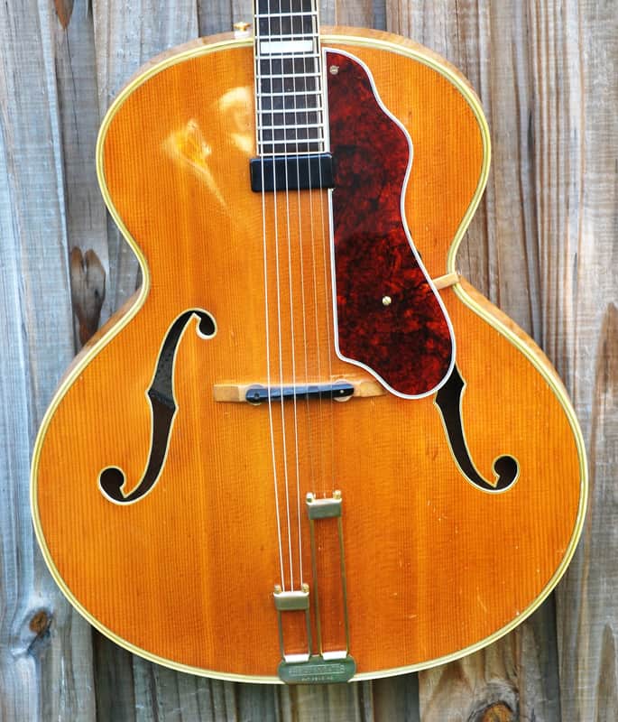Vintage 1949 Epiphone Emperor/Natural Blonde/Hidden Controls/Floating Pickup/Second NOS Pick Guard image 1