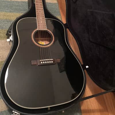 Washburn D10SB Black Glossy Acoustic Guitar With Case | Reverb