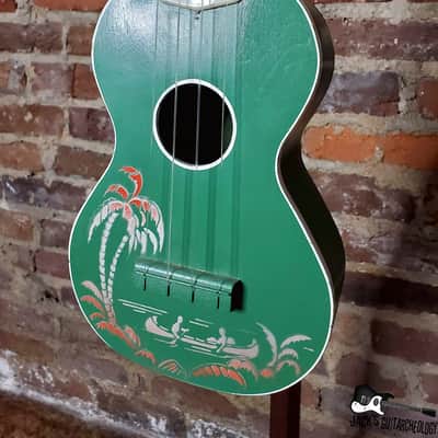 Harmony "Island Stencil" American Made RARE Soprano Ukelele (1950s, Green) image 10
