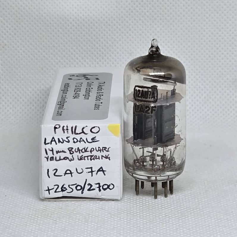 Sylvania / Philco Lansdale 12AU7 Short Black Plate balanced (1.8%) Single NOS 12AU7A ECC82 image 1