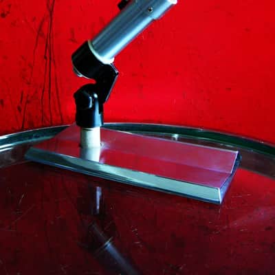 Vintage 1950's Shure 777 / 777S satin chrome crystal microphone harp mic Hi Z w mic clip and Ampex stand PROP REPAIR image 1