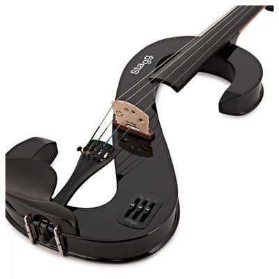 STAGG Black 4/4 Silent Electric Violin Set W/fine Tuners Solid Maple Outfit image 6