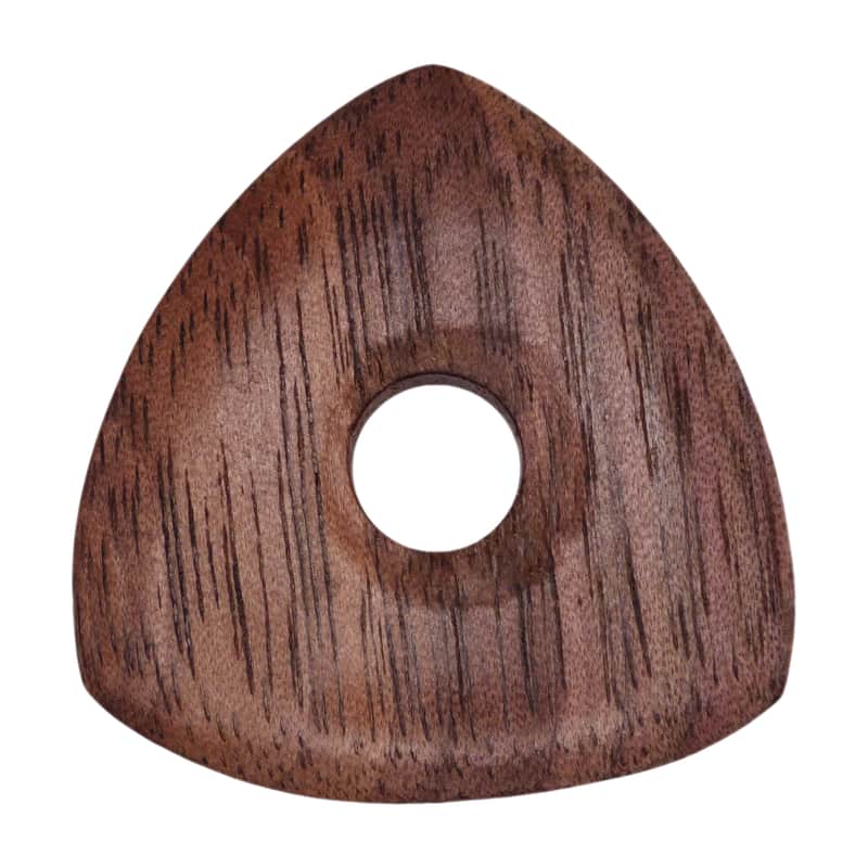 Walnut Wood Guitar Or Bass Pick - 4.0 mm Ultra Heavy Gauge - 346 Contoured Triangle With Grip Hole Shape - Natural Finish Handmade Specialty Exotic Plectrum - 1 Pack image 1