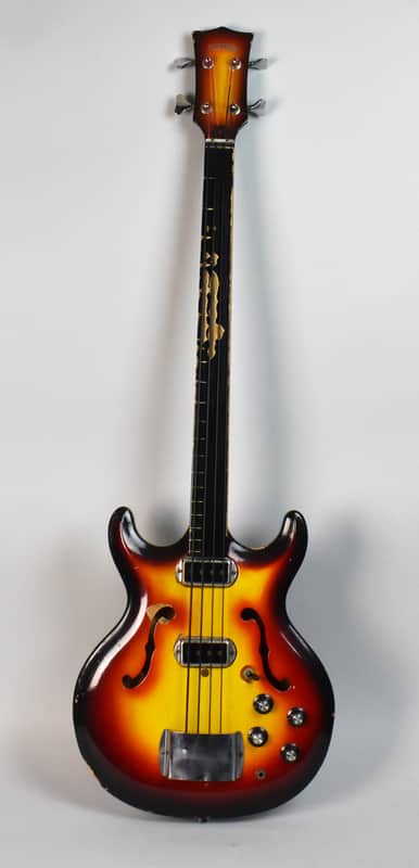 1960's Hohner Bartell Original Vintage Semi-Hollow Fretless Electric Bass Guitar image 1