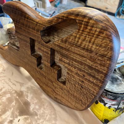Madlad Instruments Masterpiece Curly Shedua Danish Oil Finished PP Bass Jazz Bass JBass Style Body (custom made with pride in north Texas) image 5