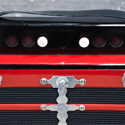 Gagné & Frère 1-Row 2-Bass 10-Treble Button "D" Red & Black Diatonic Accordion image 6