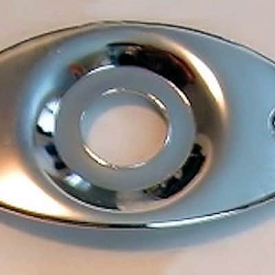 Guitar Parts - JACK PLATE Curved Recessed OVAL - CHROME image 1