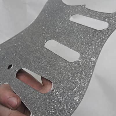 Lefty left handed Platinum Silver Sparkle Glitter Acrylic Strat Stratocaster 11 hole pickguard Fender SSS image 12