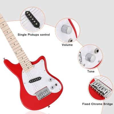 Glarry 30inch Mini Kids Electric Guitar Maple Fingerboard Red w/5W Amplifier image 7