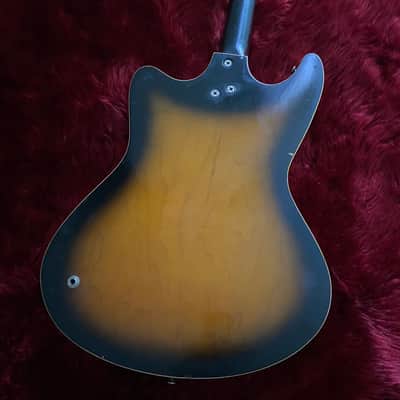 c.1960s Kay / Truetone K-592 Hollow Body Vintage Bass "Sunburst" image 8