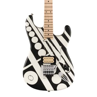 EVH Striped Series Circles - Maple Fingerboard, White and Black image 1