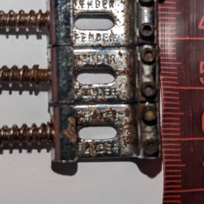 Vintage Fender 007-5123-049 American Standard Stratocaster Bridge Saddles (6) 1990s - Chrome - from MIM strat Relic’d OLD Real aged by years image 8
