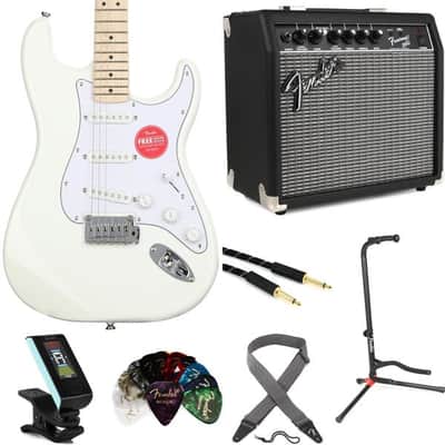 Squier Affinity Series Stratocaster Electric Guitar and Fender Amp Bundle - Olympic White with Maple Fingerboard image 4