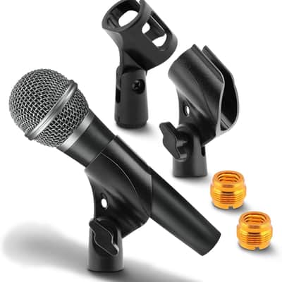 3 pcs Universal Microphone Clip, Adjustable Mic Clip Holder for Mic Stand with 5/8" Male to 3/8" Female Screw Adapter fits Wired or Wireless Handheld Microphones(COLOR:Black) image 3