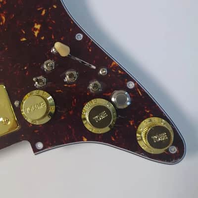 Tortoise Shell Strat Style Guitar HHH Loaded Prewired Pickguard with Alnico Humbucker Pickups image 2