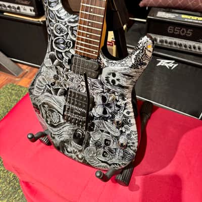 Sterling JP50 by Music Man “ Custom Al’s Paint SKULLS “ 2026 - Satin Black & Silver image 4