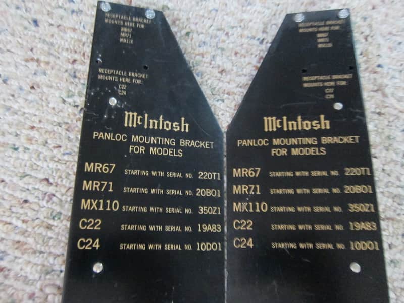 Pr McIntosh Panloc Mounting Brackets, Vintage USA Fit Fit MR67,MR71,MX110, C22, C24, 1960s/70s - Black image 1