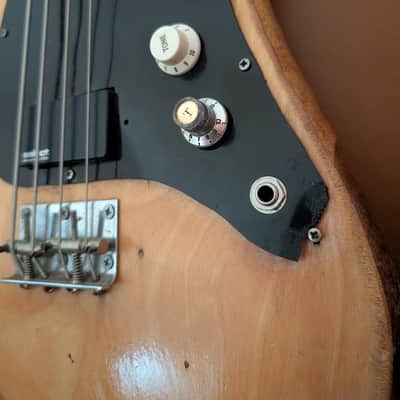 1970s Epiphone ET-280 Short Scale Bass MIJ Matsumoku - Natural Stripped / Select by EMG Modded (As-Is Seized Truss Rod / Wiring Project) image 11