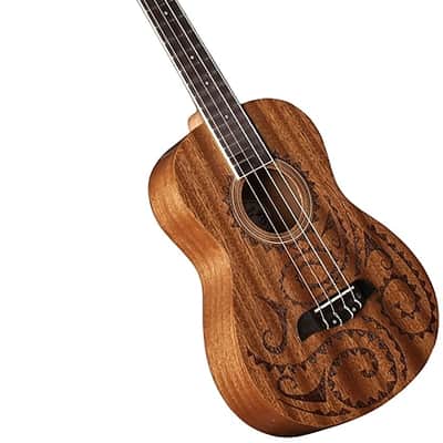 Oscar Schmidt OU52TAT All Mahogany Laser Etched Tattoo 4-String Acoustic Baritone Size Ukulele image 3