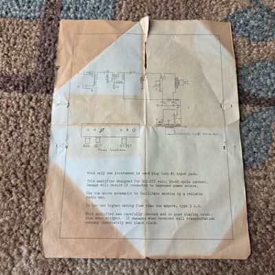 Vintage 1950's Gibson Les Paul TV Amplifier Instruction Sheet! Rare, Original Paperwork! image 2