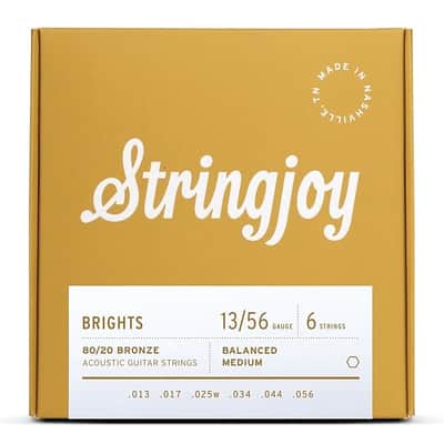 Stringjoy Brights | Medium Gauge (13-56) 80/20 Bronze Acoustic Guitar Strings image 1