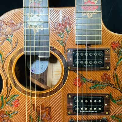 Blueberry Double Neck Acoustic & Electric Guitar -  Handmade with Seymour Duncan Pickups Built to Order in 90 Days image 12
