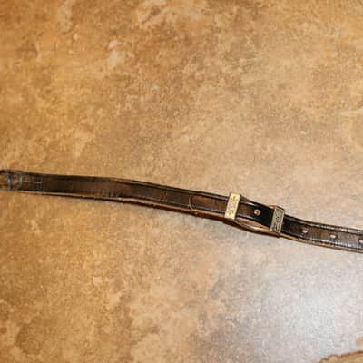 1960's Fender Leather Guitar Strap with Floral design on buckle image 6