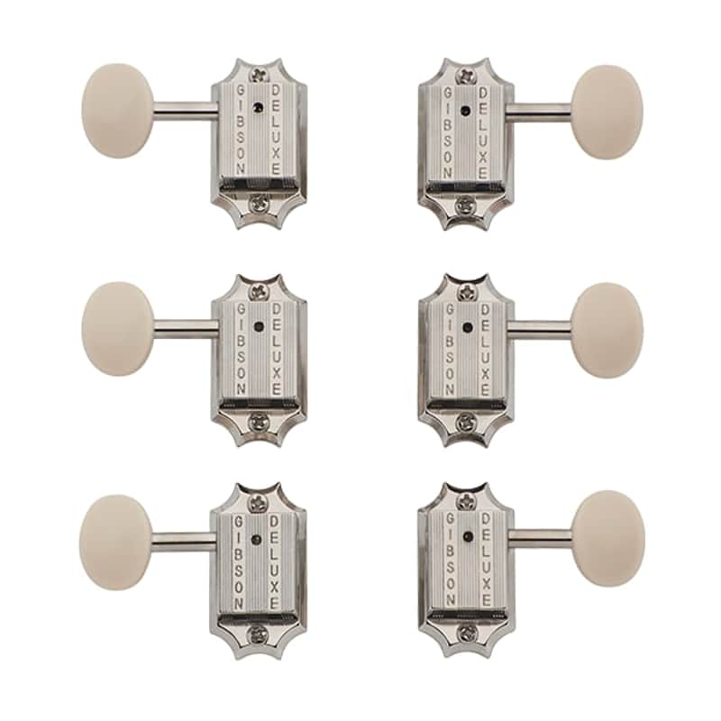 Gibson Deluxe White Button Tuner Set - Vintage Nickel image 1