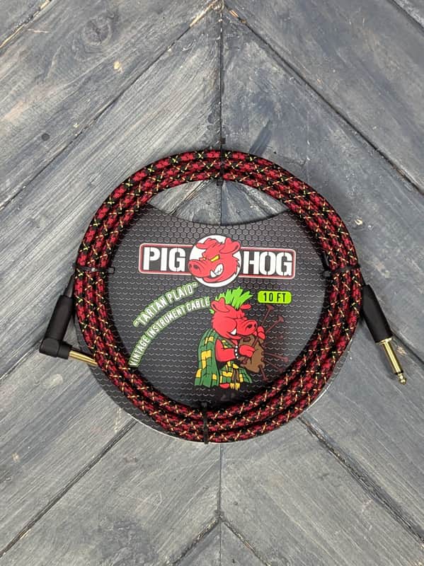 Pig Hog PCH10PLR 10ft Tartan Plaid Straight to Right Angle Instrument Cable image 1