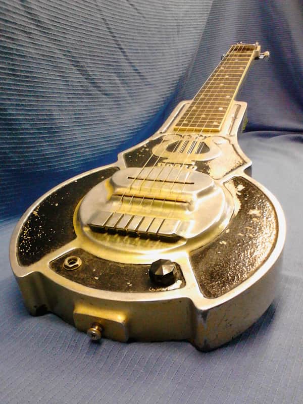 Dobro Cast aluminum lap steel 1930's black & raw aluminum image 1