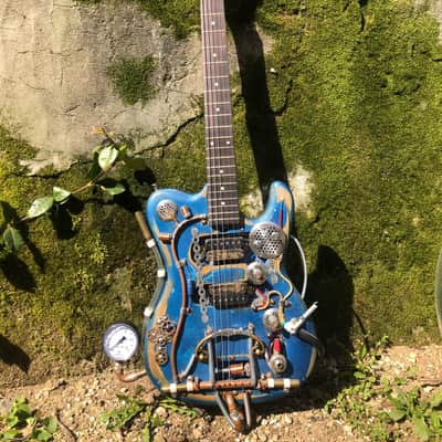 handmade telecaster blue/steampunk image 1
