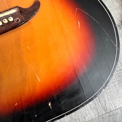 Vintage Tiesco Checkmate Guitar 1970 Sunburst 6 String Classical Flattop image 3