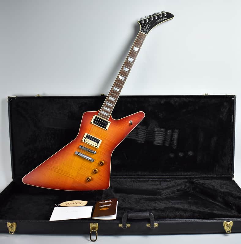 1996 Hamer Standard Sunburst Solidbody Explorer Electric Guitar w/OHSC USA! image 1