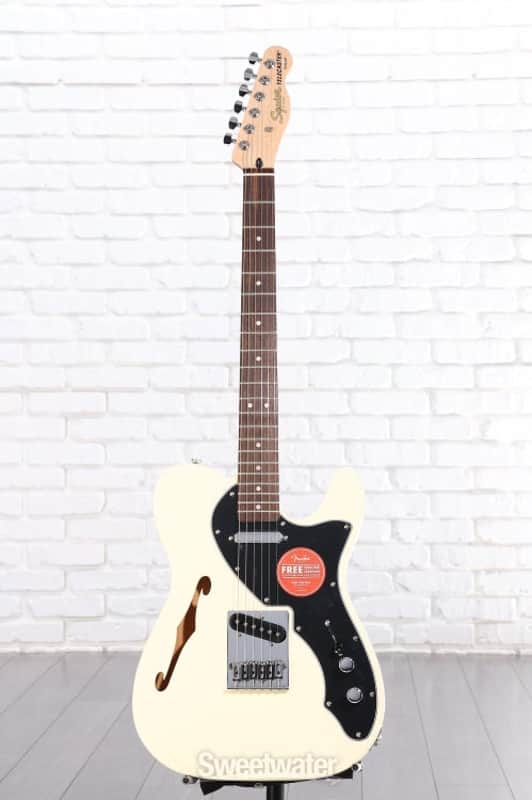 Squier Affinity Series Telecaster Thinline Electric Guitar - Olympic White with Laurel Fingerboard (TeleTLAFOWd2) image 1